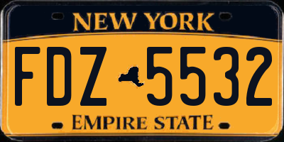 NY license plate FDZ5532