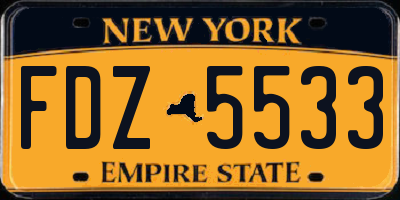 NY license plate FDZ5533