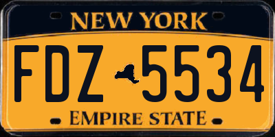 NY license plate FDZ5534