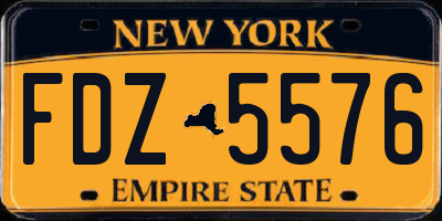 NY license plate FDZ5576