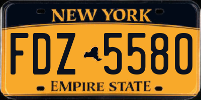 NY license plate FDZ5580