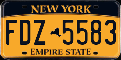 NY license plate FDZ5583