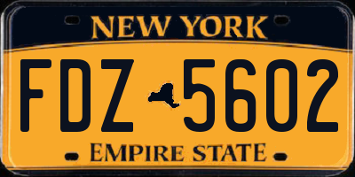 NY license plate FDZ5602