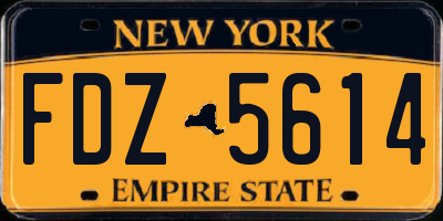 NY license plate FDZ5614