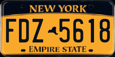 NY license plate FDZ5618