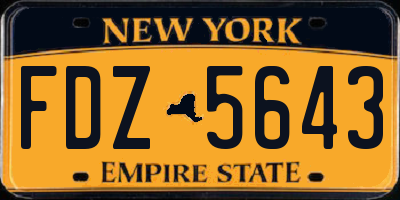 NY license plate FDZ5643