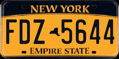 NY license plate FDZ5644