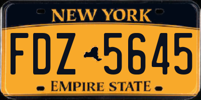NY license plate FDZ5645