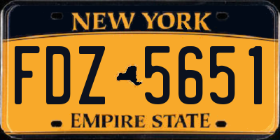 NY license plate FDZ5651