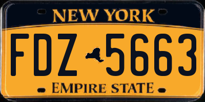 NY license plate FDZ5663