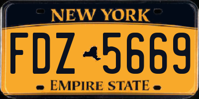 NY license plate FDZ5669
