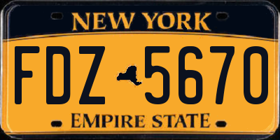NY license plate FDZ5670