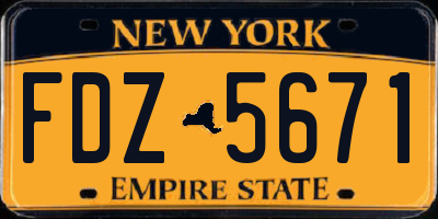 NY license plate FDZ5671