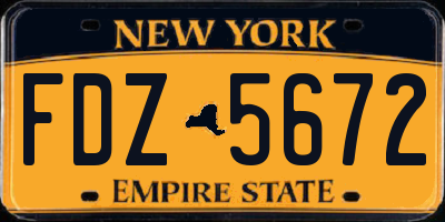 NY license plate FDZ5672