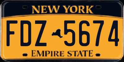 NY license plate FDZ5674