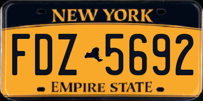 NY license plate FDZ5692