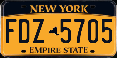 NY license plate FDZ5705