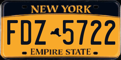 NY license plate FDZ5722