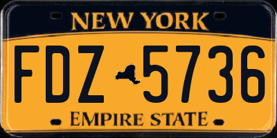 NY license plate FDZ5736