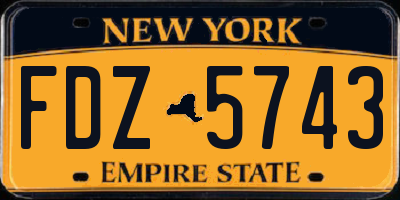 NY license plate FDZ5743