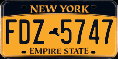 NY license plate FDZ5747