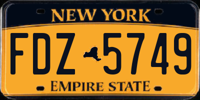 NY license plate FDZ5749