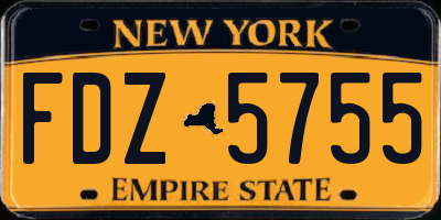 NY license plate FDZ5755
