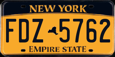NY license plate FDZ5762