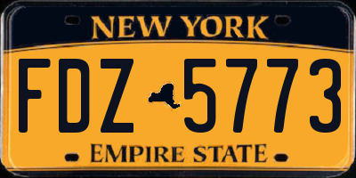 NY license plate FDZ5773