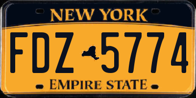 NY license plate FDZ5774