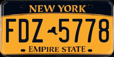 NY license plate FDZ5778