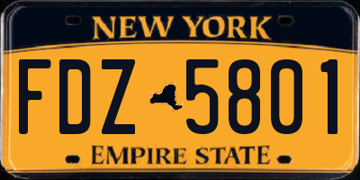 NY license plate FDZ5801