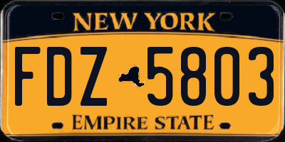 NY license plate FDZ5803