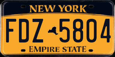 NY license plate FDZ5804