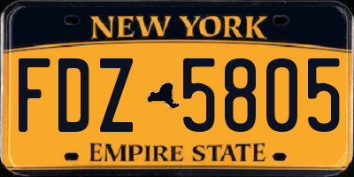NY license plate FDZ5805