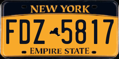 NY license plate FDZ5817