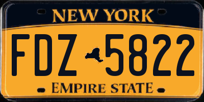 NY license plate FDZ5822