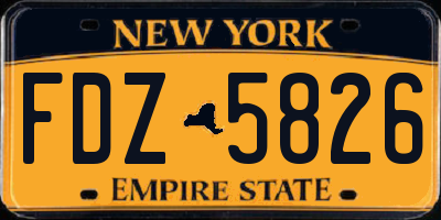 NY license plate FDZ5826