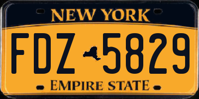 NY license plate FDZ5829