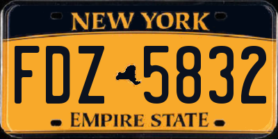 NY license plate FDZ5832
