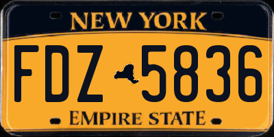 NY license plate FDZ5836