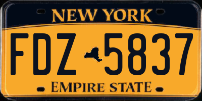 NY license plate FDZ5837