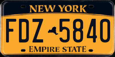 NY license plate FDZ5840