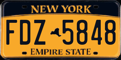 NY license plate FDZ5848