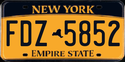NY license plate FDZ5852