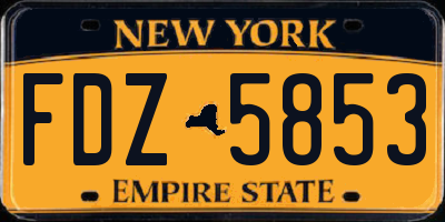 NY license plate FDZ5853