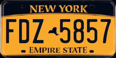 NY license plate FDZ5857