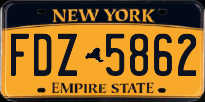 NY license plate FDZ5862