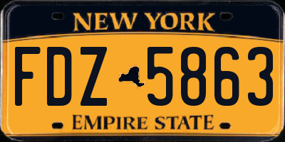 NY license plate FDZ5863