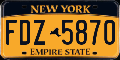 NY license plate FDZ5870